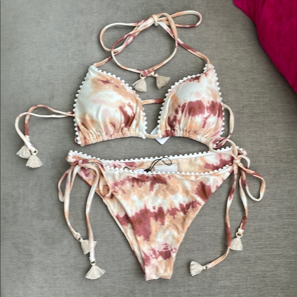Amuse Society Pink and Cream Bikini